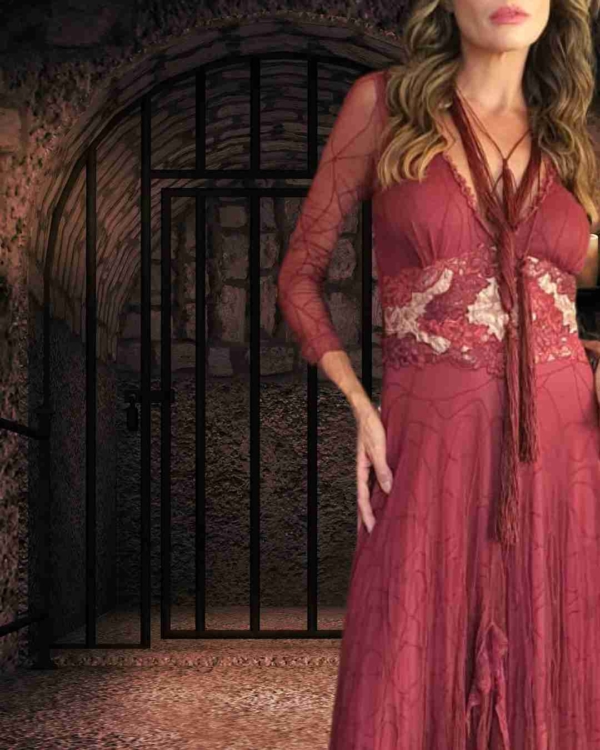 vestido longo de festa manga tule - Image 6