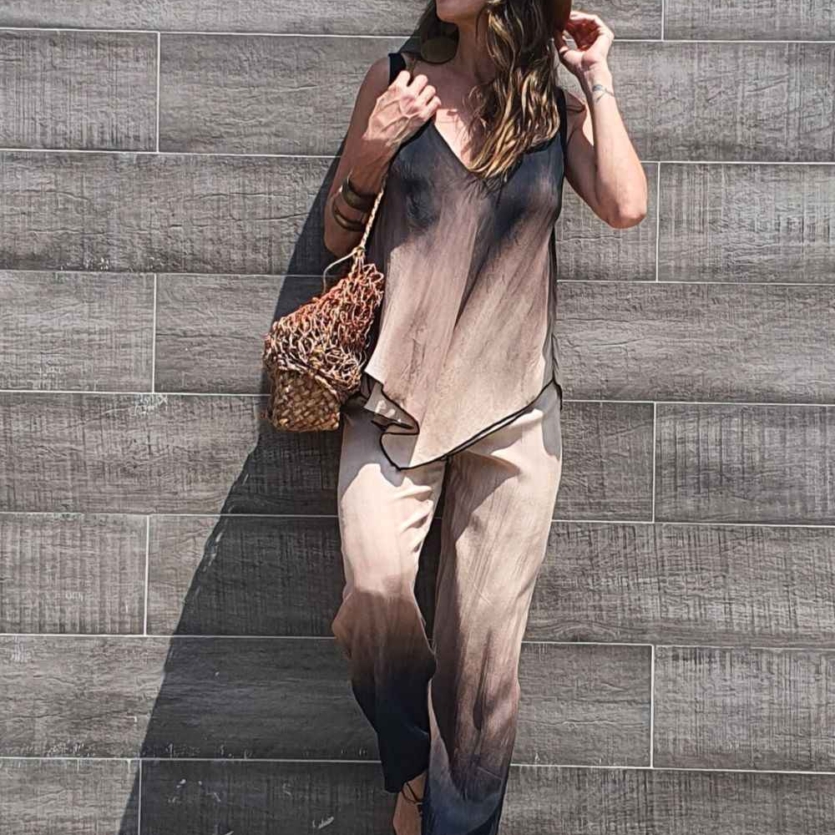 conjunto calça e regata boho chic