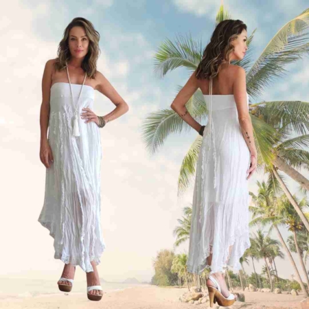 Vestido midi tomara que caia branco