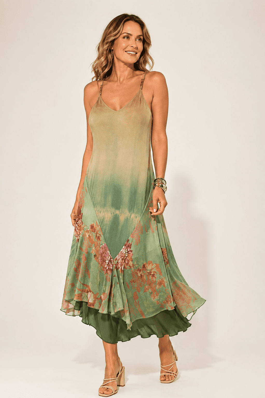 vestido longuete barra floral