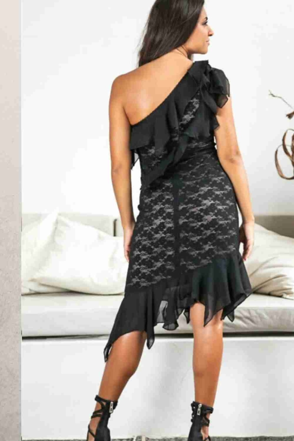 vestido curto um ombro só renda - Image 3
