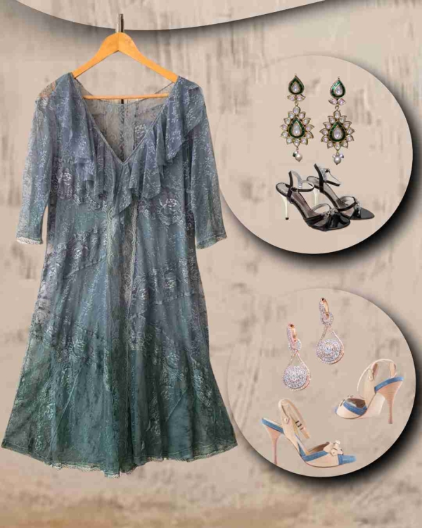 vestido longuete renda manguinha