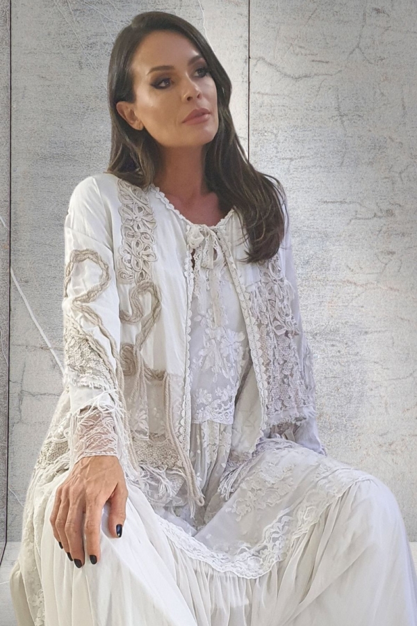 casaco étnico boho chic marfim