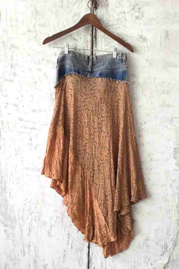 saia boho jeans & renda assimétrica - Image 6