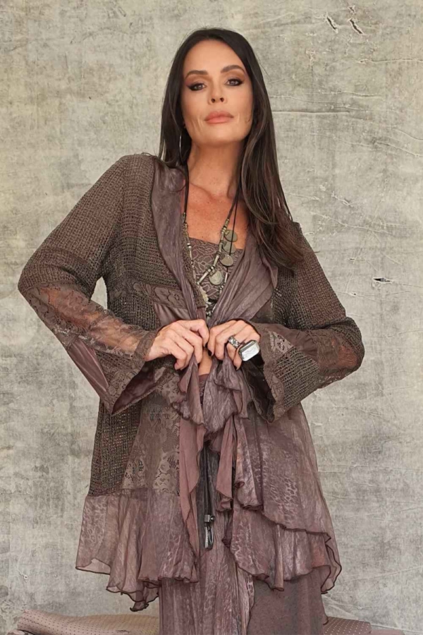 casaco patckwork boho chic marrom
