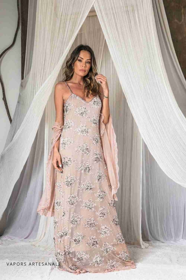 vestido longo de festa todo bordado a mão - Image 2