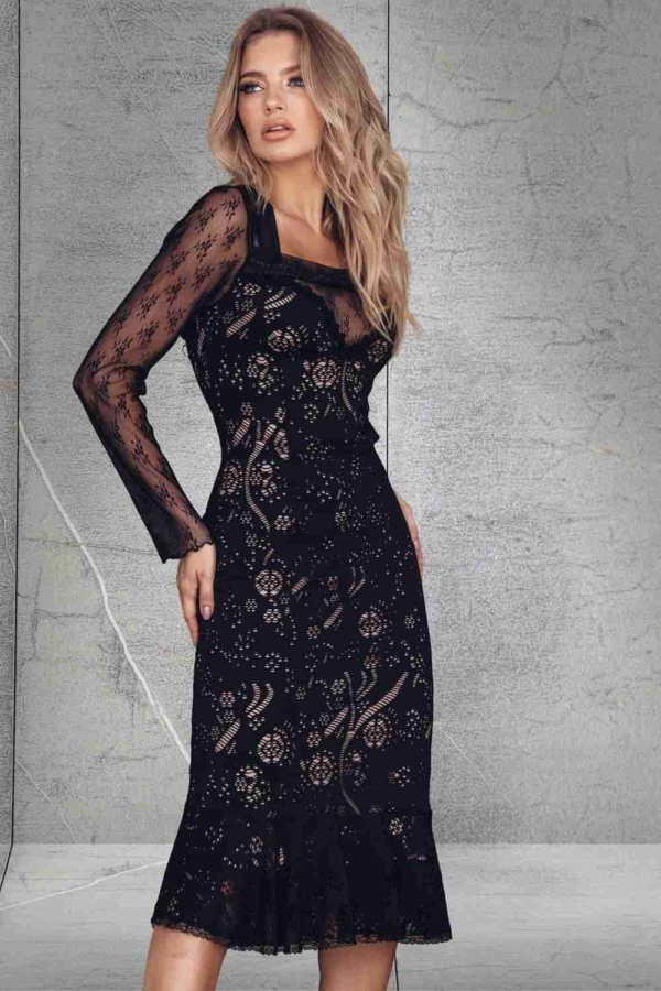 vestido de renda longuete fundo nude - Image 4