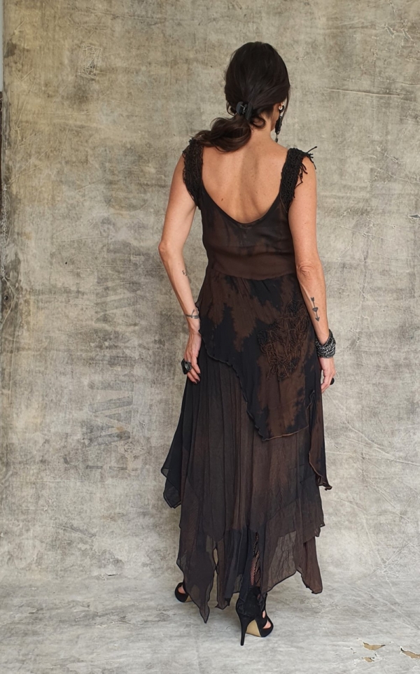 vestido boho chic barrado irregular pontas - Imagem 6