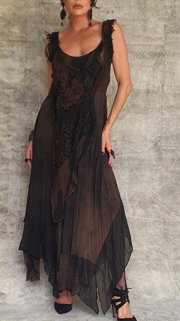vestido boho chic barrado irregular pontas - Imagem 8
