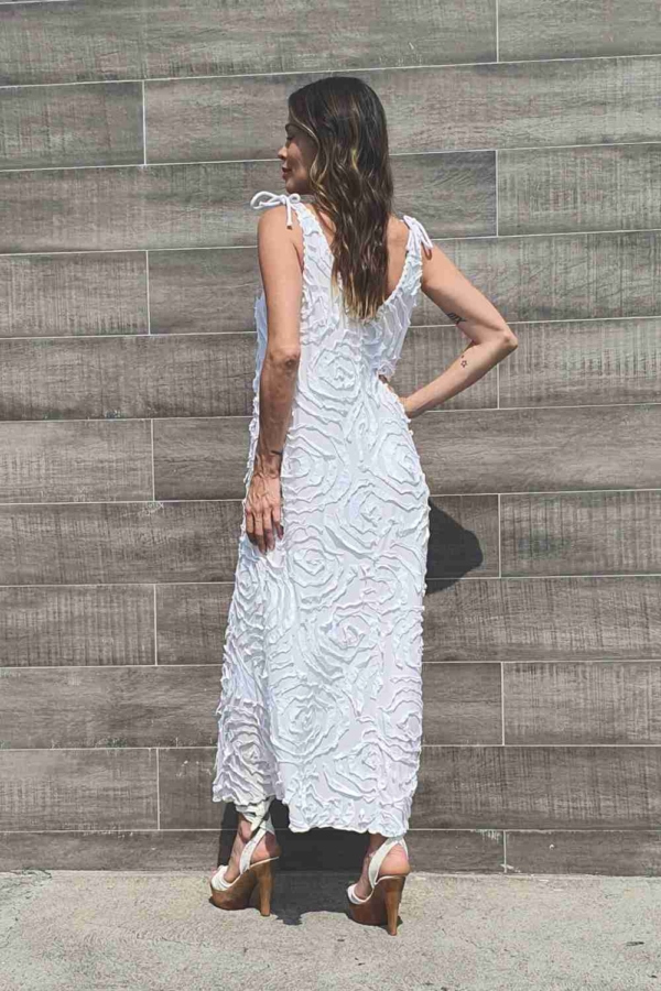 vestido longo branco malha arabescos - Image 5