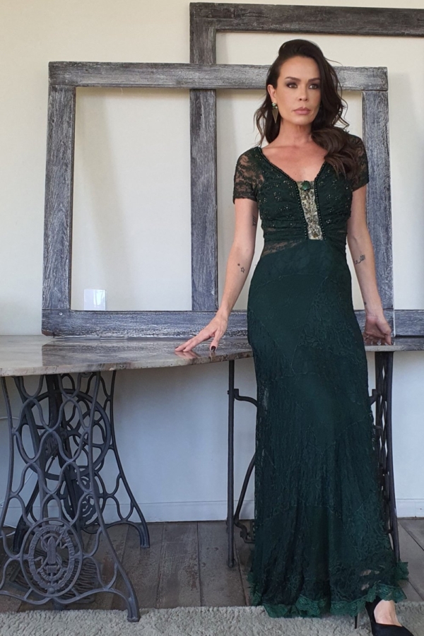 Vestido longo de festa corpo bordado - Image 2
