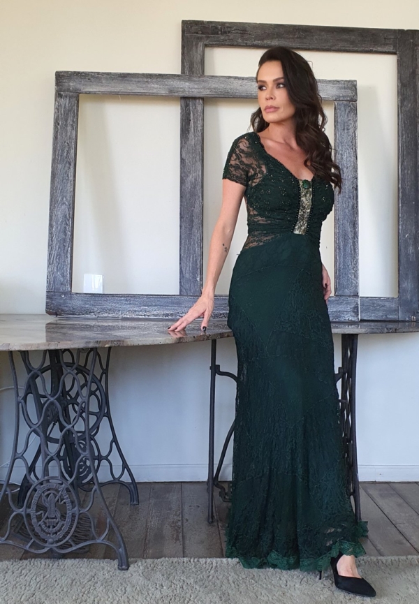 Vestido longo de festa corpo bordado - Image 3
