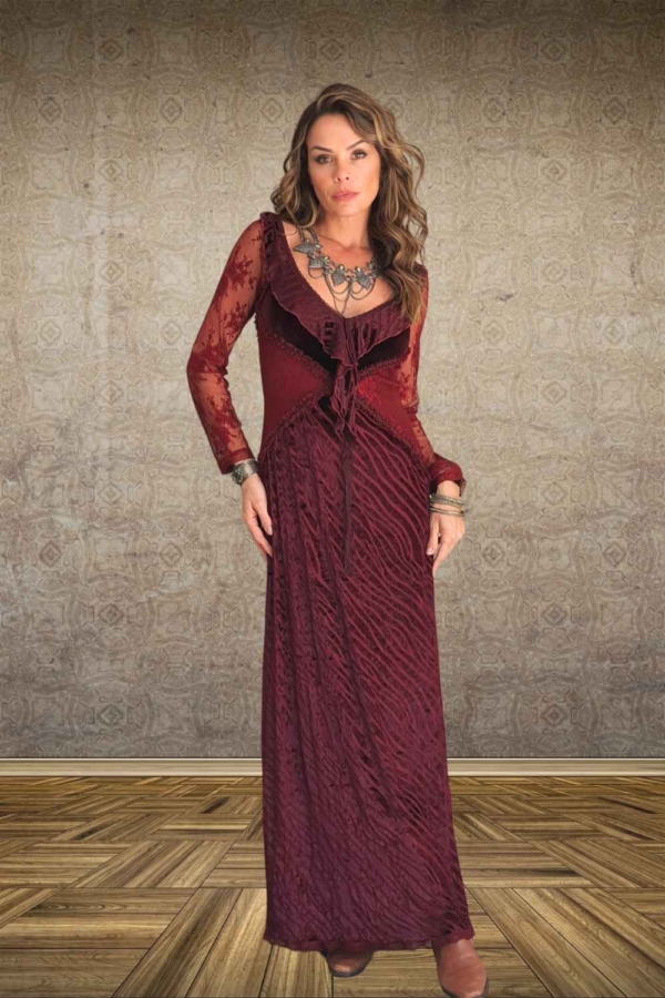 vestido longo manga longa