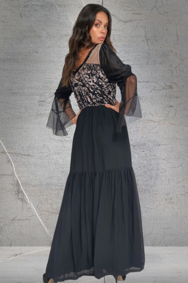 vestido longo preto boho chic - Image 3