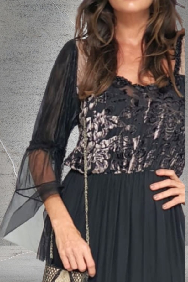 vestido longo preto boho chic - Image 4