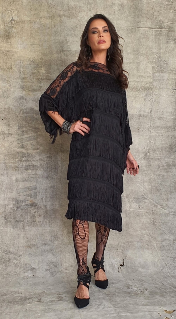 Vestido longuete de franjas - Imagem 3