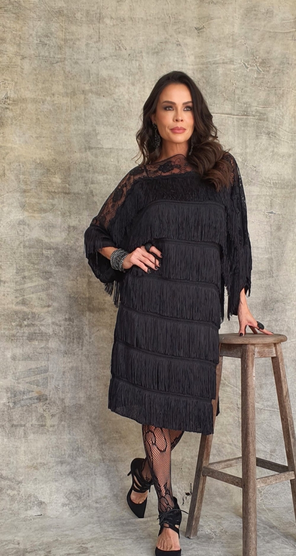 Vestido longuete de franjas - Imagem 5