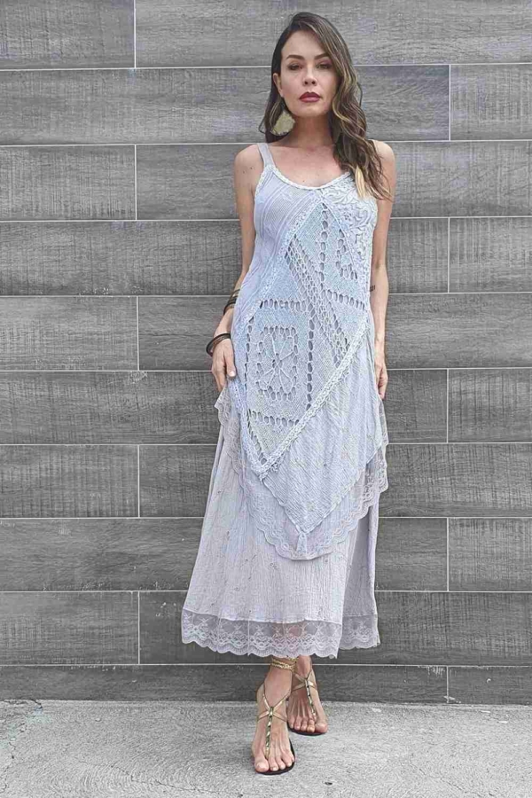 vestido midi alça azul "lavadinho"
