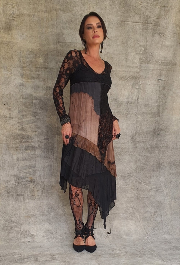 Vestido midi barra assimetrica boho - Image 2