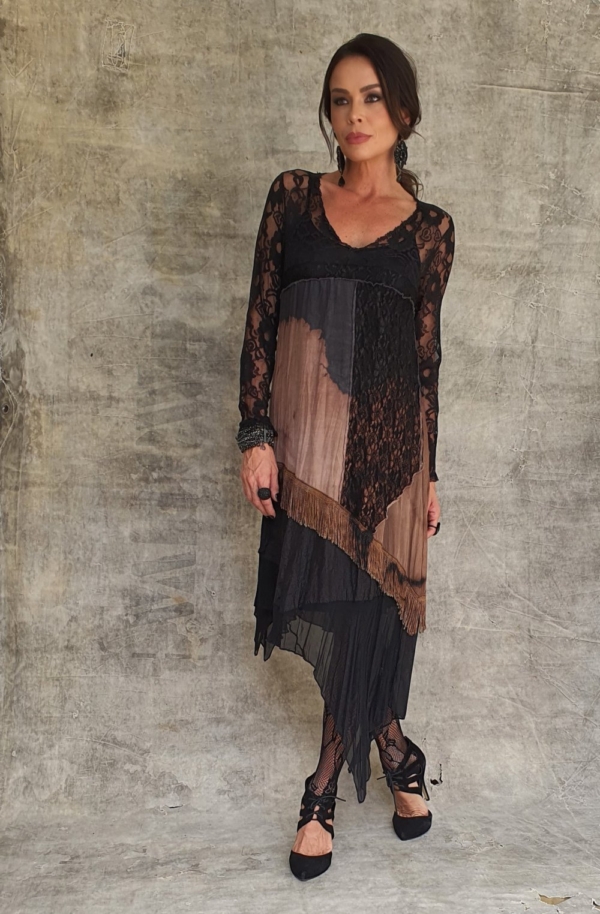 Vestido midi barra assimetrica boho - Image 3