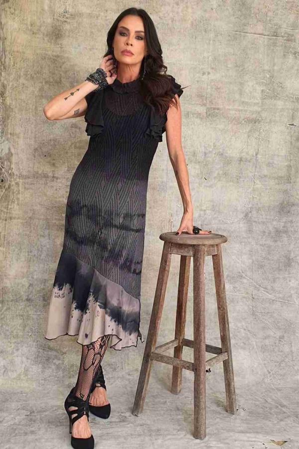 vestido midi egrade manguinha - Image 3