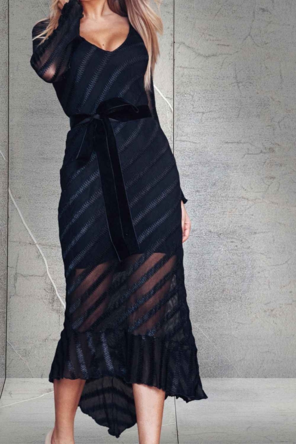 vestido midi manga longa preto - Image 2