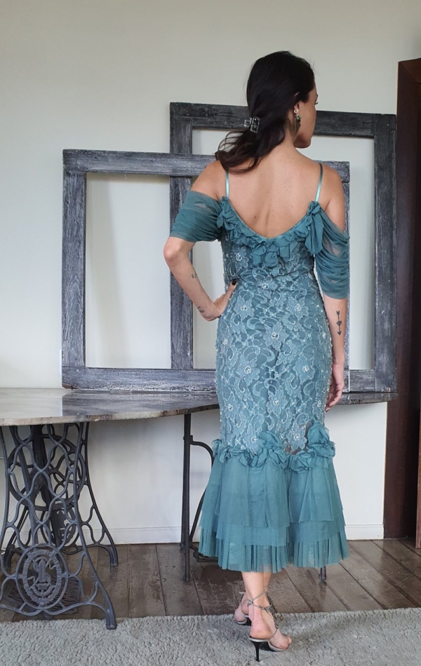 Vestido midi renda bordada - Image 3