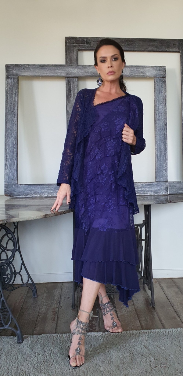 Vestido Midi Renda Um Ombro Só - Image 2