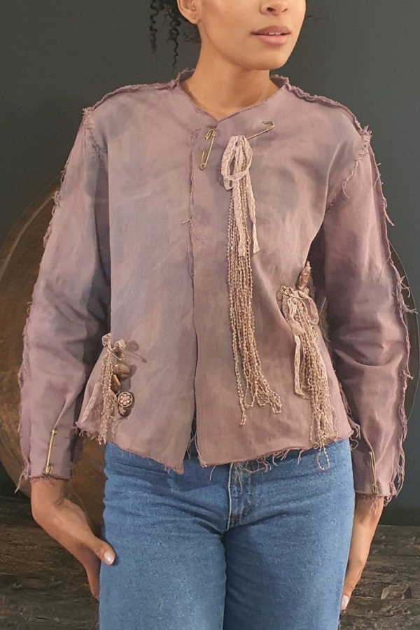 casaco jeans reciclado rosado
