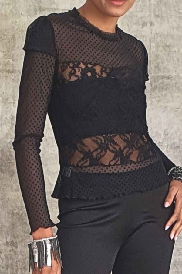 conjunto de calça e blusa renda all black - Imagem 5