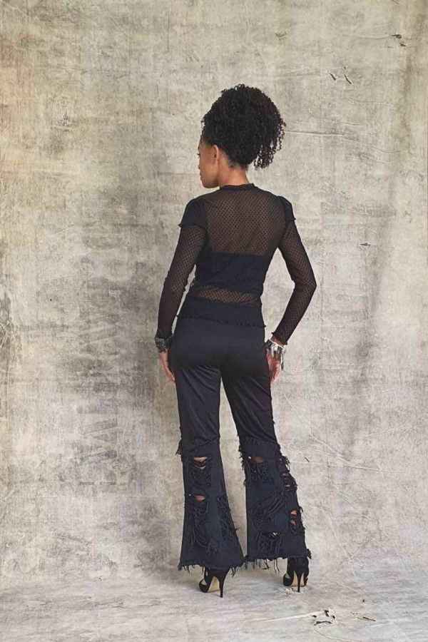 conjunto de calça e blusa renda all black - Imagem 6