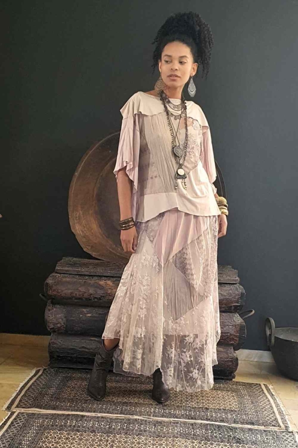 conjunto de saia e blusa nude patchwork - Imagem 5