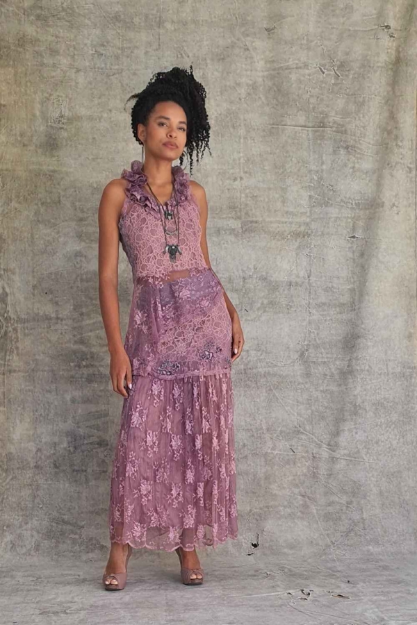 conjunto de saia e blusa renda