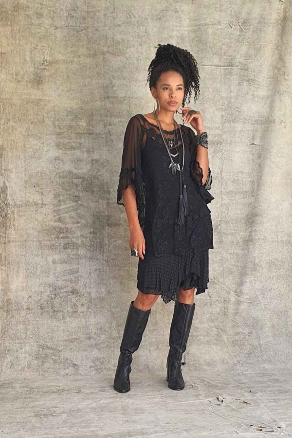 vestido curto de renda preto - Imagem 3