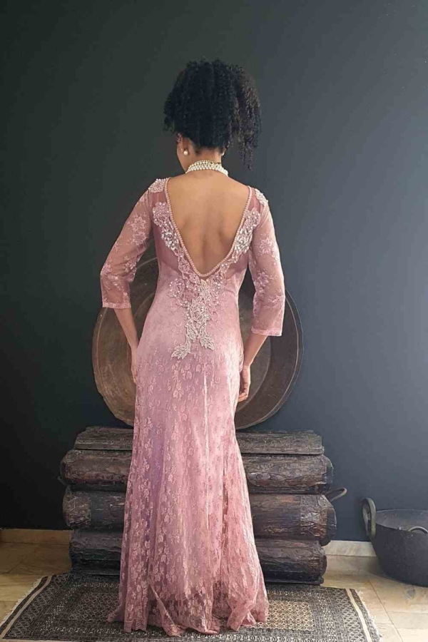 vestido de festa longo renda pérolas - Imagem 5