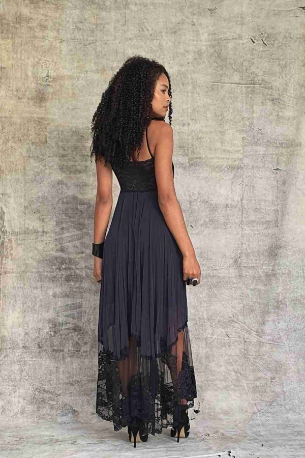 vestido longo alcinha acompanha casaco de tule - Imagem 7