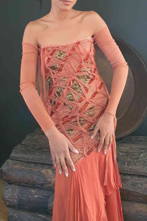 vestido longo tomara que caia corpo trança - Imagem 5