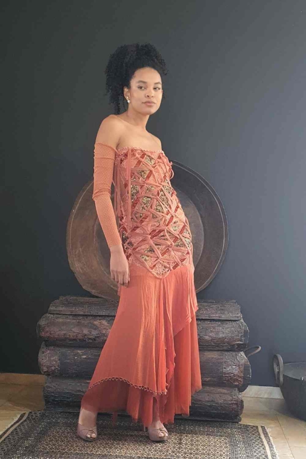 vestido longo tomara que caia corpo trança - Imagem 2