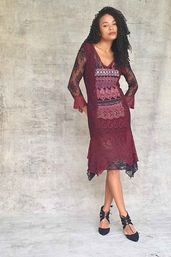 vestido longuete mix de rendas boho - Imagem 2