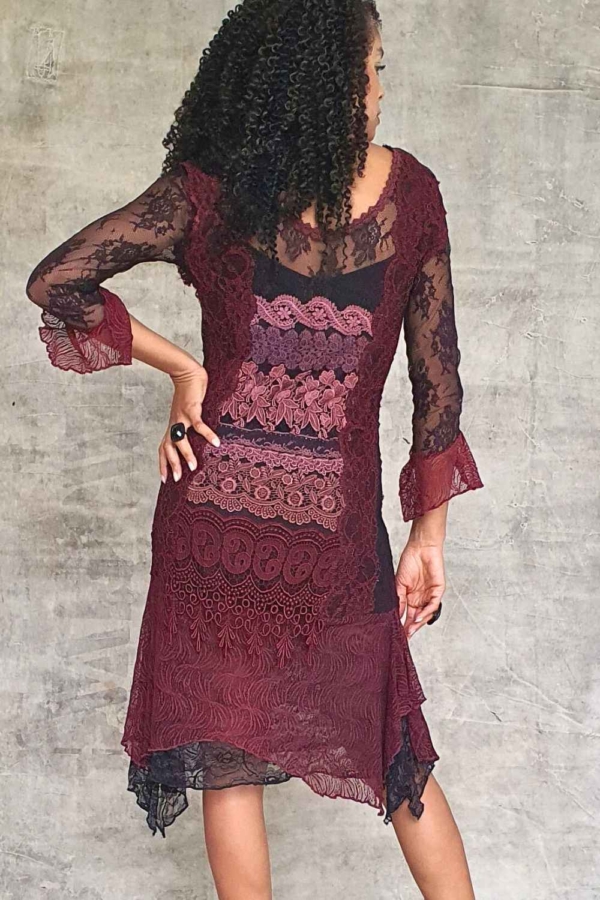 vestido longuete mix de rendas boho - Imagem 3
