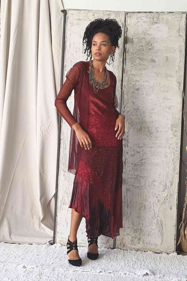vestido midi alcinha marsala - Imagem 5