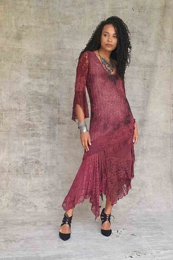 vestido midi hippie chic ponta diagonal - Imagem 5