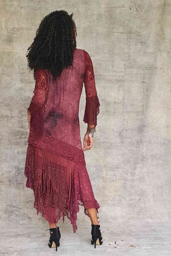 vestido midi hippie chic ponta diagonal - Imagem 3