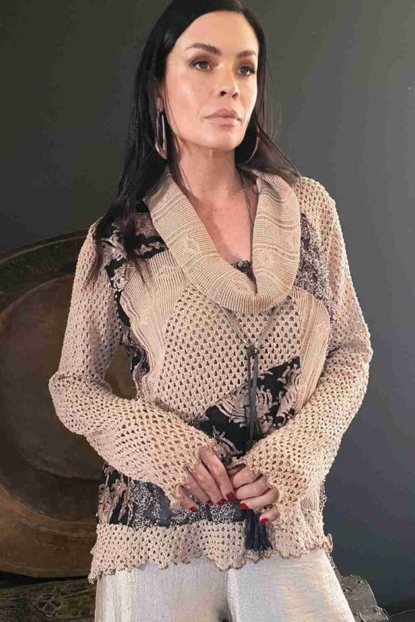 blusa patchwork tricot & rendas - Imagem 3