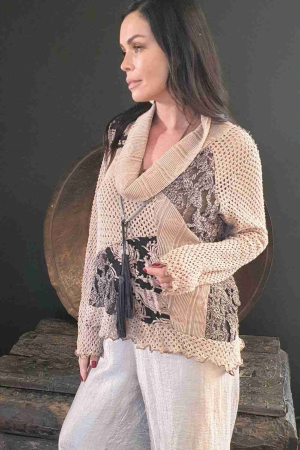blusa patchwork tricot & rendas - Imagem 5