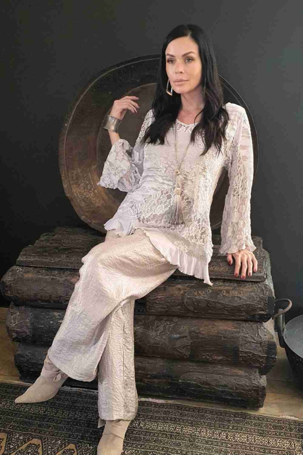 blusa renda patchwork nude - Imagem 2