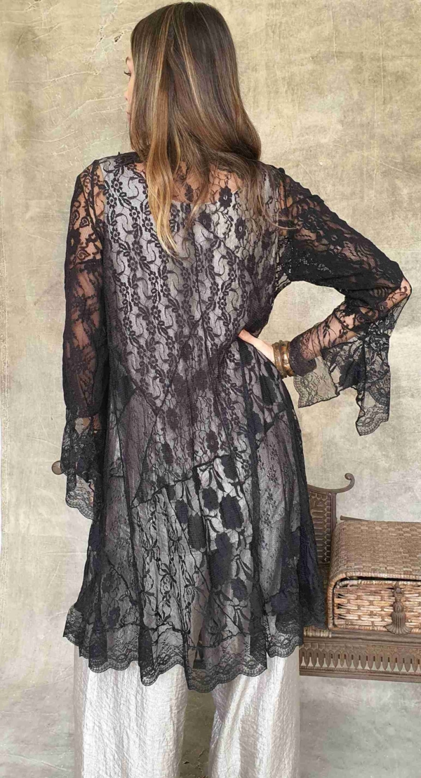 casaco 7/8 renda patchwork preto - Imagem 2