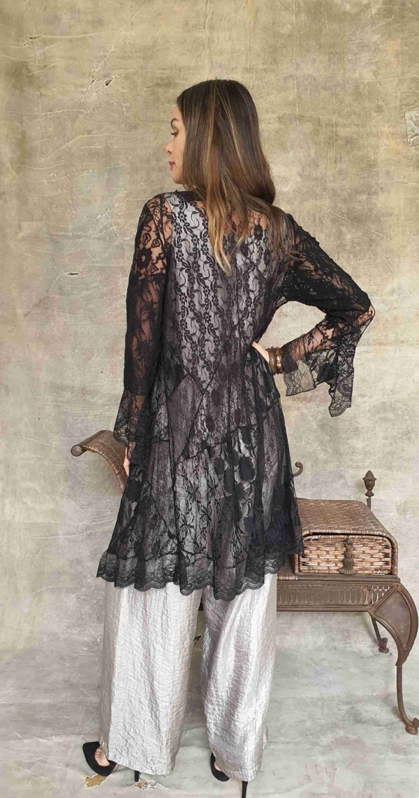 casaco 7/8 renda patchwork preto - Imagem 4