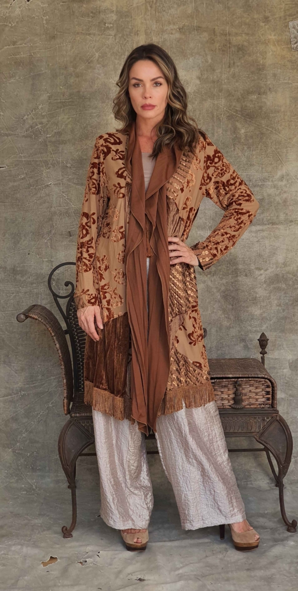 casaco 7/8 boho chic mix de tecidos - Imagem 4