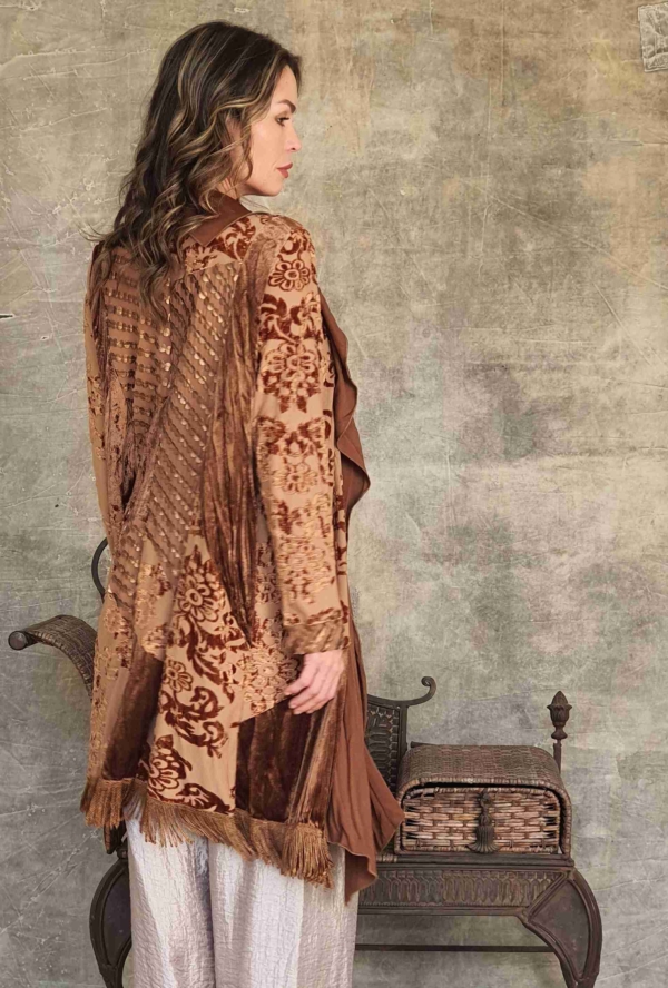 casaco 7/8 boho chic mix de tecidos - Imagem 2